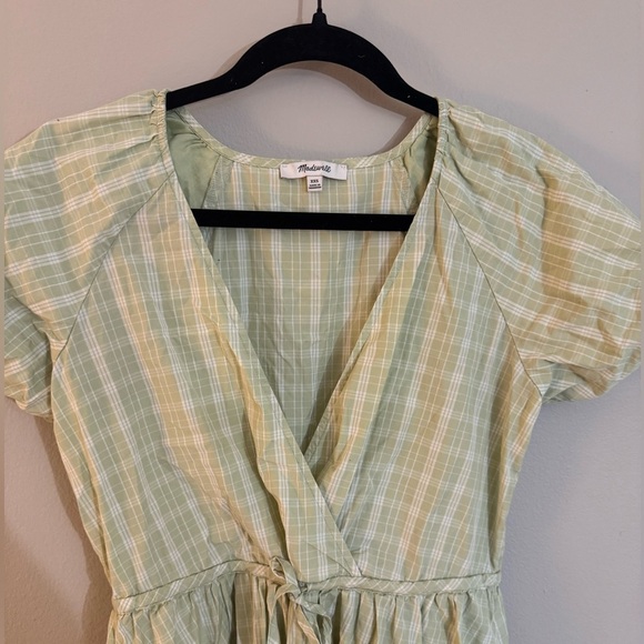 Madewell Plaid Tie-Waist Midi Dress Gingham in Green size XXS - Picture 3 of 8
